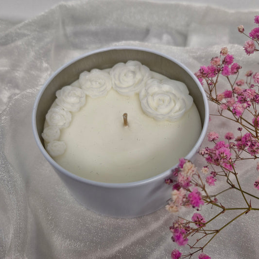 Wedding Favours Extra Large Tin Candle with Flowers